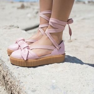 FENTY X PUMA Leather Bow Accents Mules Size 8